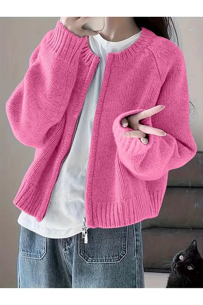 Ugdelia Women's Zippered Knitwear Cardigan