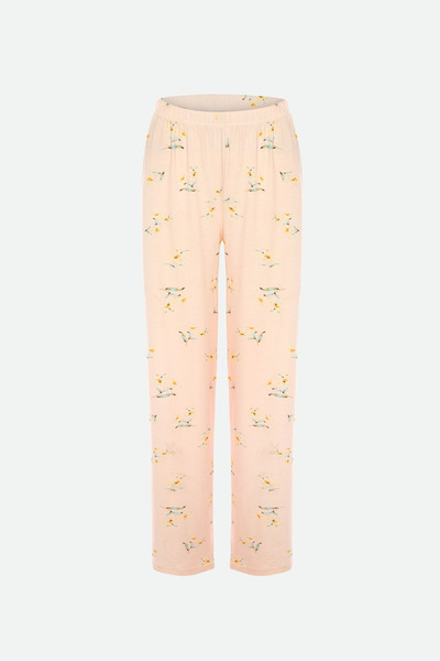 koza iç giyim Women's Viscose Collar Lace Rubber Detail V Neck Short Sleeve Pajama Set