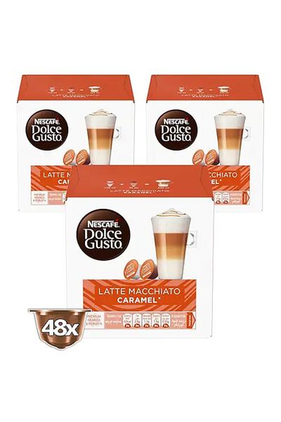 dolce gusto Nescafé Dolce Gusto Latte Macchiato Caramel Pods – 3 Packs (16 Capsules Each) – Sweet & Creamy