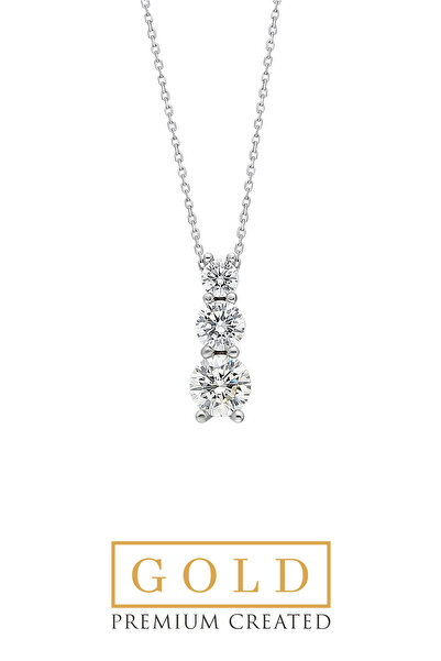 So CHIC... Beyaz Altın Sertifikalı Premium Created Taşlı Tria Kolye