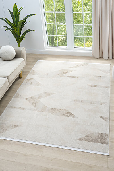 Knidos Beige Carpet Soft Textured Acrylic Carpet Living Room Living Room Bedroom Rug 14108A