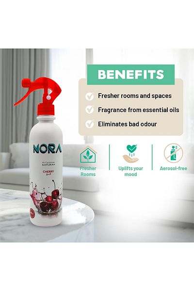 Nora معطر جو برائحة الكرز، 460 مل، رائحة تدوم طويلاً للاستخدام في المنزل والمكتب والسيارة