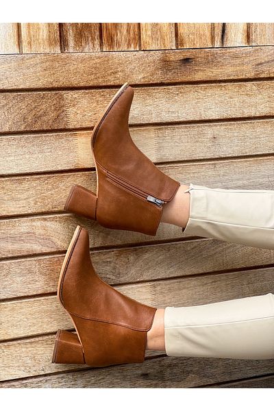 BERFONA Barnis Taba Leather 5 cm Heel Boots Botti̇e