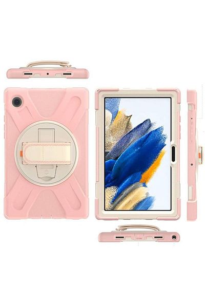 Generic 3 Layer Heavy Duty Rugged Shockproof Kickstand Case Cover For Samsung Galaxy Tab A8 10.5 Inch Pink