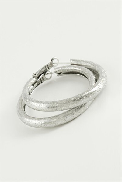 glovia bijuteri Mtxdpn Silvery Tube Hoop Earrings 3.5 (144645) Cm-Silver Color