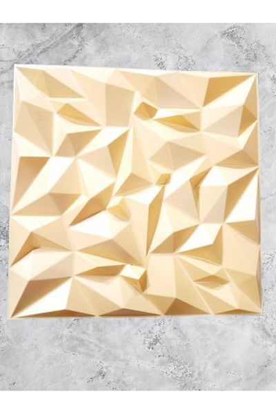 Generic JMK-10 Pc, 3D Geometric Wall Panel, Modern Decorative Diamond Pattern, Cream Colour, Textured Design