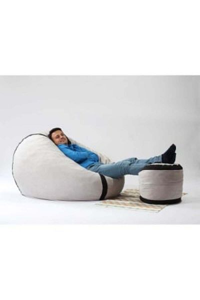 Pufrelax Set Fotoliu King Size cu Otoman (suport picioare), Material Textil - Angora Grey