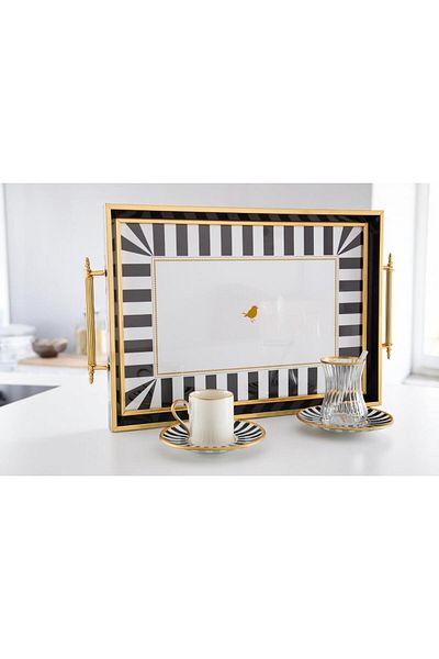 Onedekor Iwon Black Bird Tea Coffee Set 25 Pieces