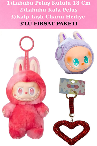 Yuka Kids Labubu Peluş Kutulu Labubu+ Kafa Labubu + Charm Hediyeli