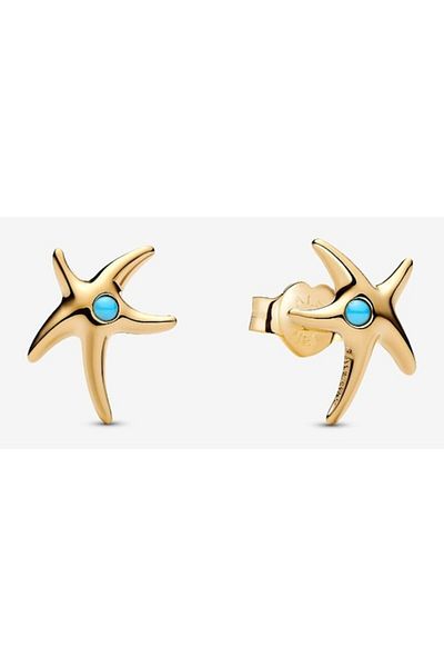 Pandora Cercel tip Stea de mare cu efect circular Cristal Turcoaz