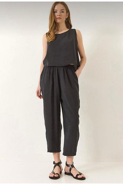 MEGOMEL Women's Thick Strap Blouse Elastic Waist Pants Modal Suit
