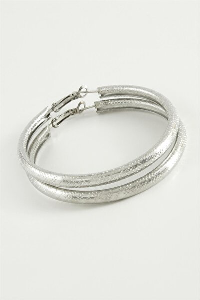 SiHako Mtxdpn Dotted Tube Hoop Earrings 5 (144552) Cm-Silver Color