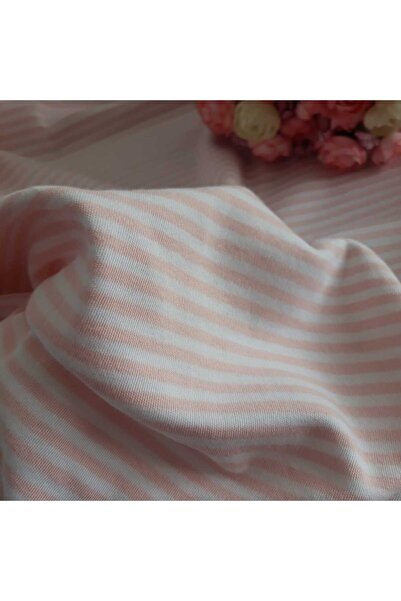 Kaf Kumaş İplik Boyalı İnterlok Kumaş | Pembe Çizgili