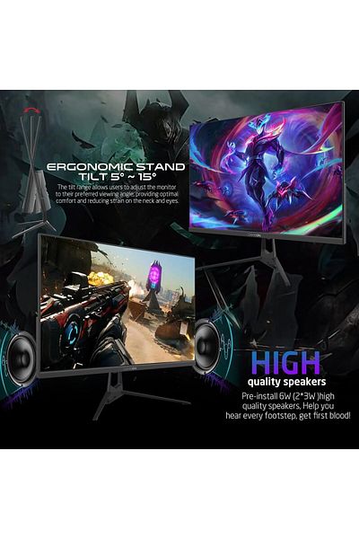 GAMEONE Gaming Monitor IPS 22 Inch FHD 1920×1080, 100Hz, 1ms MPRT, LED Screen, HDMI 2.1, Built-In Speakers,