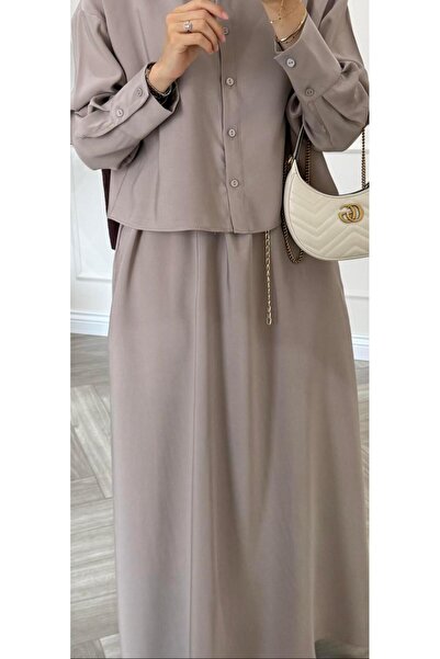 afran collection kuşak detaylı gömlekli elbise