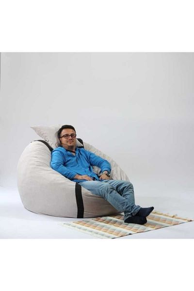 Pufrelax Set Fotoliu King Size cu Perna Pufrelax, Material Textil - Angora Grey
