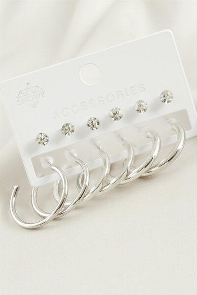 Generic Brand 12 Pieces Crushed Pipe Stone Hoop Earrings