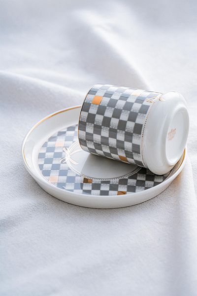 ACAR Almond Gray 12 Piece Porcelain Coffee Cup Set for 6 People - 90 ml