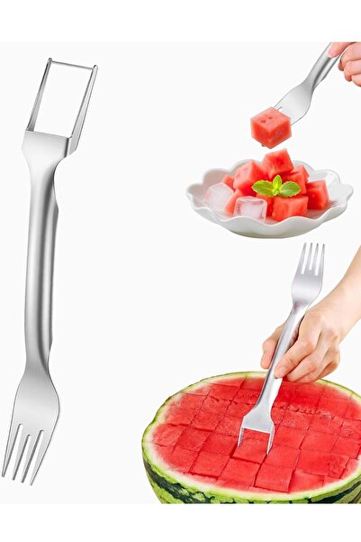 CRALİCHE 2 in 1 Stainless Steel Watermelon Melon and Fruit Slicer and Easy Operation with the Fork