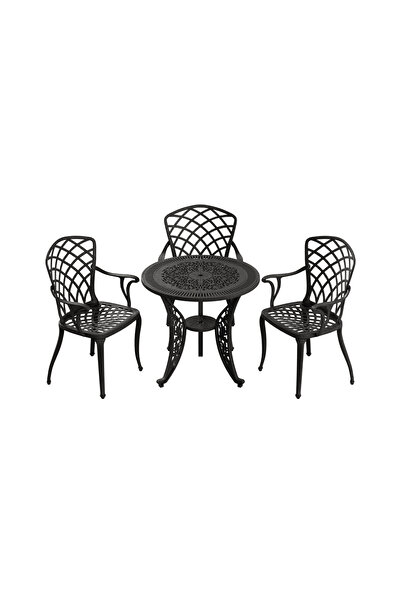HubRom Set Mobilier Gradina HubRom, 1xMasa Rotunda(75x72), 3xScaun HITIT(43x42x50x92) Negru