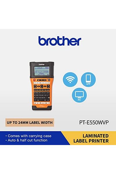Brother طابعة ملصقات PT E550WVP، صانعة ملصقات محمولة للكهربائيين وتركيبات الشبكات