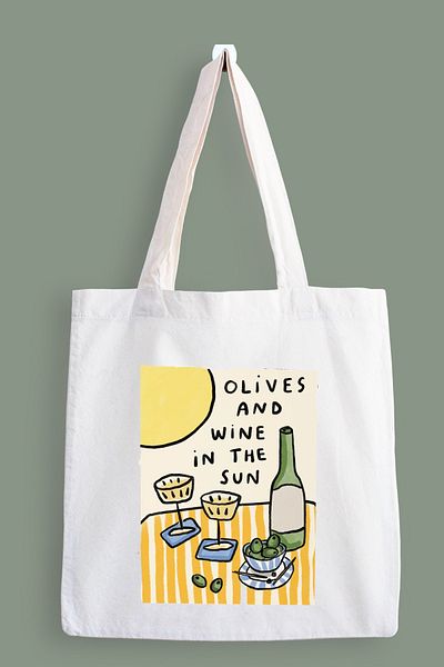 designedfy Olives and Wine Printed Cloth Bag, Tote Bag