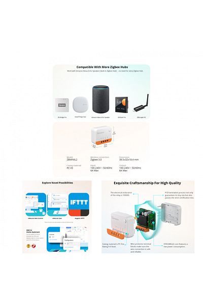 Sonoff مفتاح الإضاءة الذكي ZigBee Mini (عبوة ZBMINIL2 من قطعة واحدة)