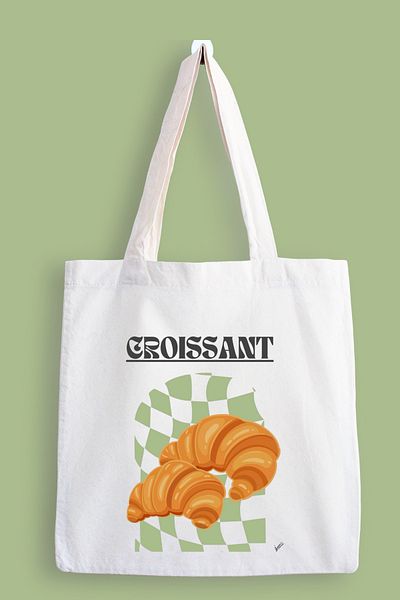 designedfy Croissant Printed Cloth Bag, Tote Bag