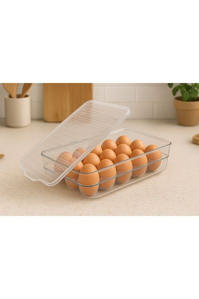 Pazar Kapısı 15 Compartment Egg Storage Container with Transparent Lid