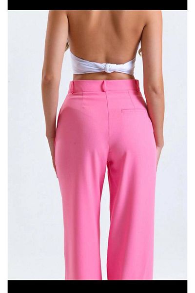 LOCH BUTİK Women's Pink Palazzo Pants