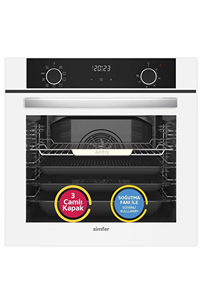 Simfer ✨3'lü Ankastre Set - 76L AirFry Özellikli 10 Fonksiyon Fırın + Beyaz Cam Ocak + Dokunmatik Davlumbaz