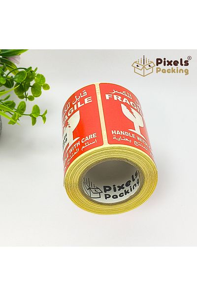 PixelsPacking Pixel Packing Fragile Warning Label Roll Rectangular Design 250 Safe Shipping Labels 15x10cm