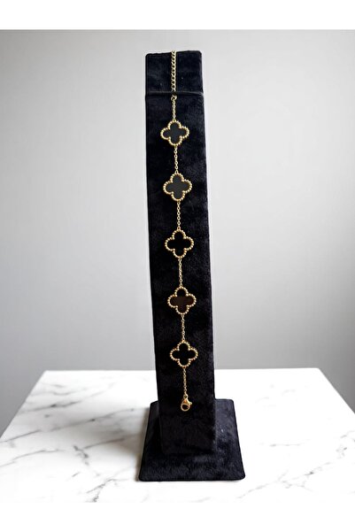 Constanza Exclusive Sarı Siyah 5 Yapraklı Yonca Çelik Bileklik 100