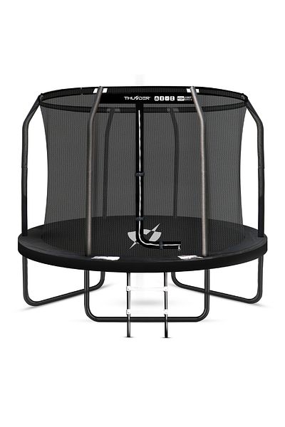 Thunder Trambulina pentru copii Thunder, Diametru 183 cm, Plasa interioara, max. 150 kg, cu Scara, Negru