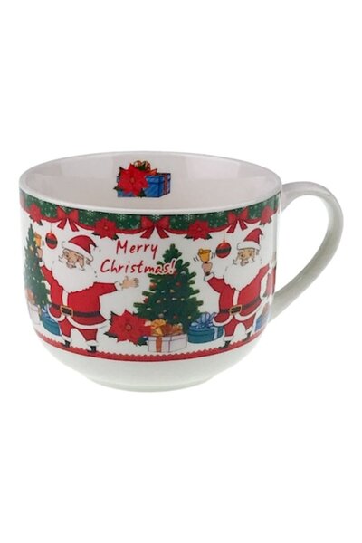 OEM Κεραμική Κούπα με Χερούλι και Χριστουγεννιάτικες Εικόνες, 11x8 εκ., Πολύχ...