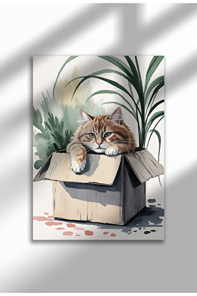 21mxm Poster pe pânză cu pisică amuzantă, pictură digitală, pisică neagră dră...