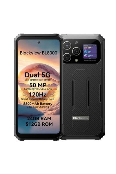 Blackview Telefon mobil BL8000 Negru, 5G, Ecran dual, 6.78" 2.4K FHD+ 120Hz, 24GB RAM, 512GB ROM,