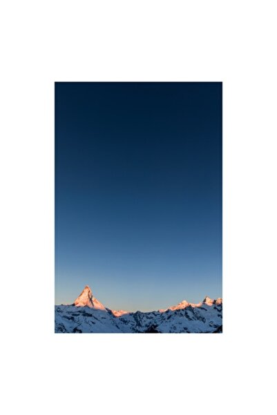 OEM Pictură pe pânză, „Strălucirea răsăritului de soare peste vârfurile alpine”, Munte, Cer, Albastru, Vârf, Zăpadă, Apus de soare, L