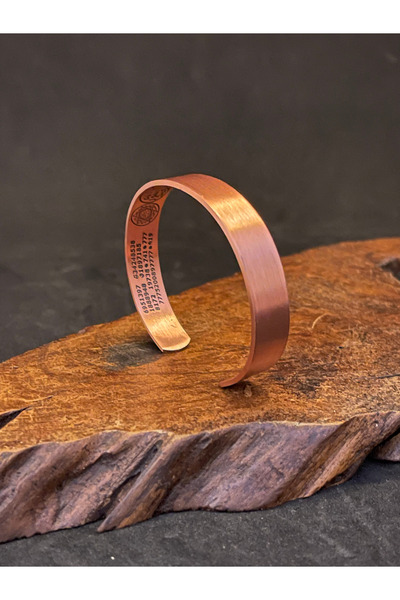 Rupen Kraft %100 Saf Bakır Zırh Dualı Şans Rakamlı Koruma Tılsımlı Bakır Bileklik Koruyucu Bakır Kelepçe.
