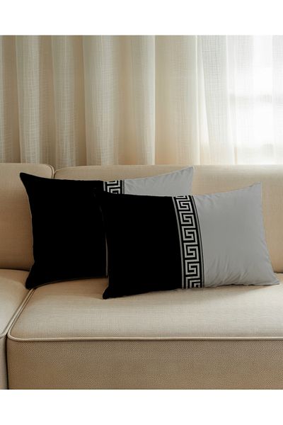 Artvibe Modern Maze Patterned Black Gray Gift Decorative 2-Piece Throw Pillow Cover Set 30X50