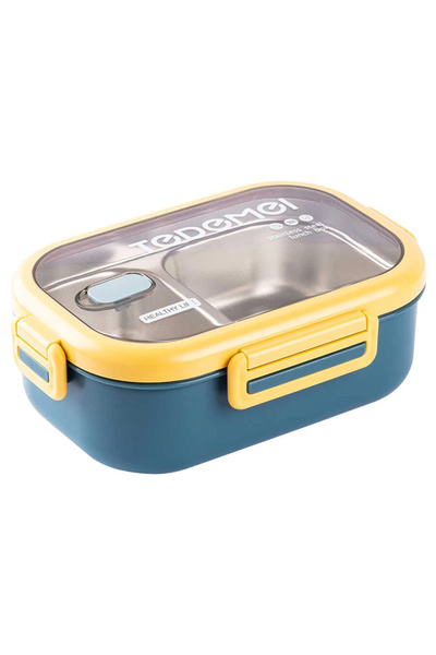 Evistro 2 Bölmeli Paslanmaz Çelik Sızdırmaz Saklama Kabı Beslenme Kabı 0,85 L...