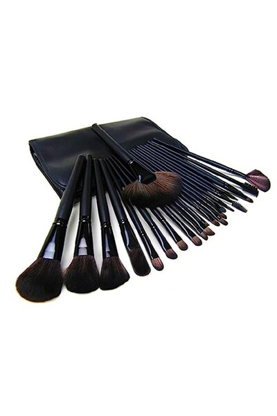 PROCART Set de 24 pensule de machiaj profesionale, păr sintetic, husă din piele, negru