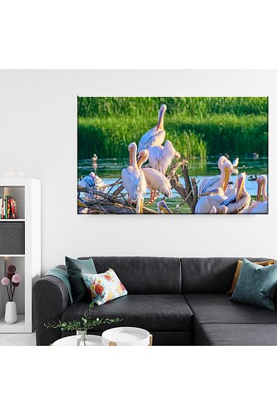 RsStyle Print Tablou Canvas - Dansul Pelicanilor – Eleganta si Natura in Armonie, 120x80cm