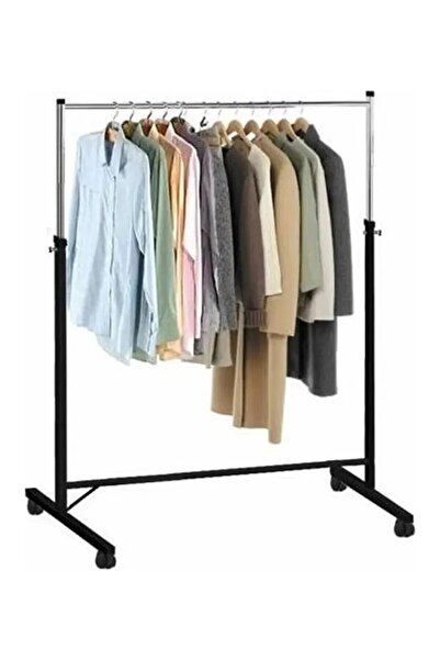 netbera Tekerlekli Siyah Metal Yüksekliği Ayarlanabilir Konfeksiyon Elbise Kı...