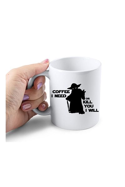 RsStyle Print Personalized Mug with Text - I need coffee, Ceramic, 350ml