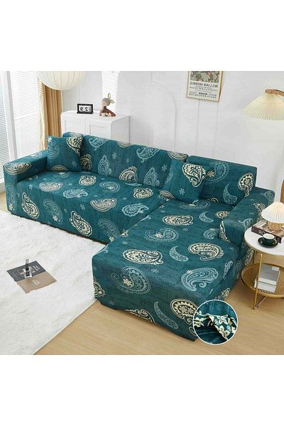 trendyhome Elastic Corner Cover, Elastic Cotton, Elegant, Turquoise, J14826