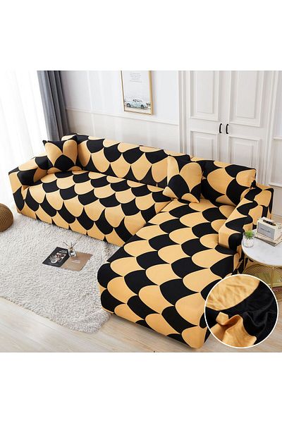 trendyhome Elastic Corner Cover, Elastic Cotton, Yellow/Black, J12242