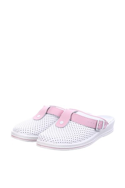 Tellus Medical leather clogs “Tellus” 74-08/04/01, White-Pink - 40