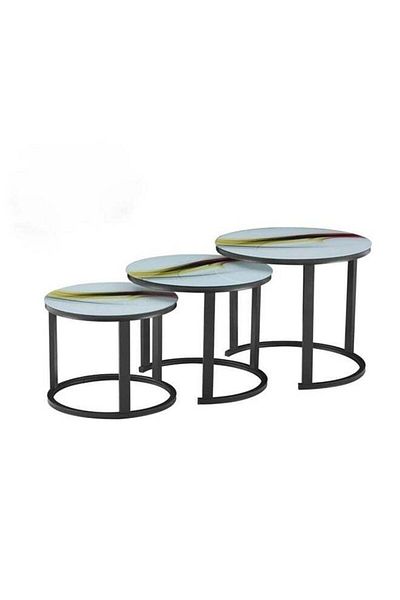 Türkiye Modern Artistic Glass Nesting Table Set – Set of 3