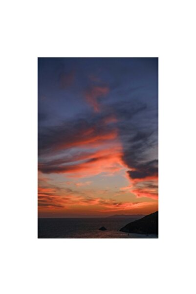 OEM Pictură pe pânză, „Cer în flăcări cu apus de soare fermecător”, 50 x 50 cm